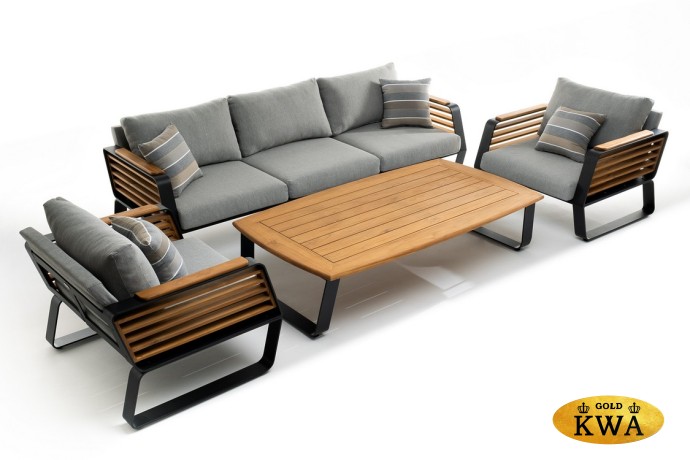 Диван из алюминия AURA 3-х местный темный графит  Joygarden