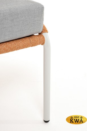 "Милан" диван 2-местный плетеный из роупа, каркас алюминий светло-серый (RAL7035) муар, роуп оранжевый меланж круглый, ткань светло-серая