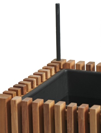 Кашпо TREEZ Effectory Rail Высокий дивайдер с разделителем тёмное дерево 86x33, в-90, общая в-165 см