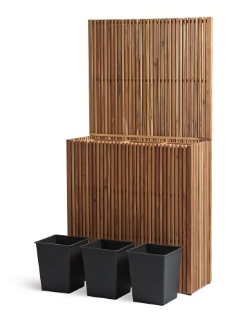 Кашпо TREEZ Effectory Rail Высокий дивайдер с разделителем тёмное дерево 86x33, в-90, общая в-165 см