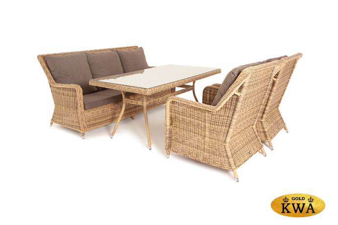 "Гляссе" обеденная группа из искусственного ротанга, цвет соломенный