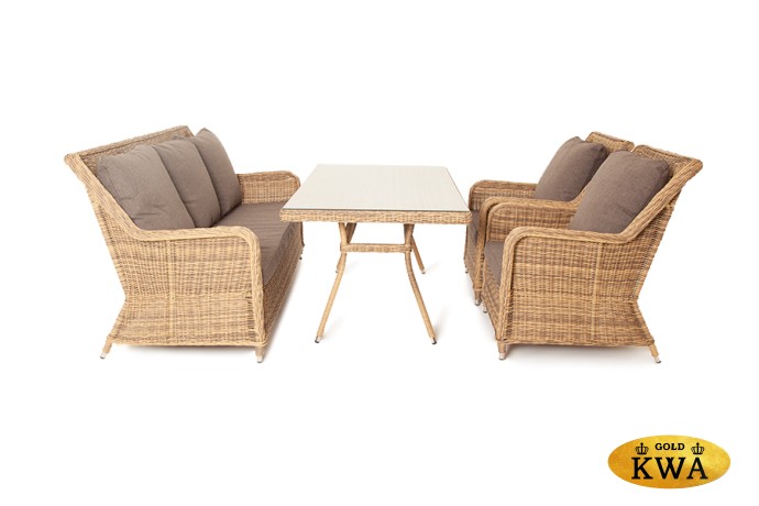 "Гляссе" обеденная группа из искусственного ротанга, цвет соломенный