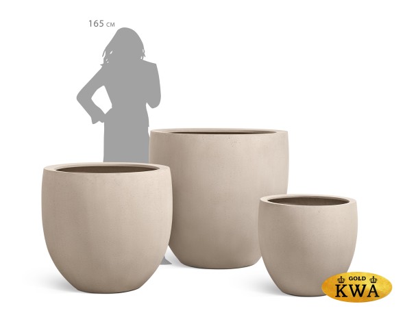 Кашпо Treez Effectory Beton Большой округлый конус Белый песок д-54 см, в-51 см