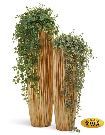 Кашпо TREEZ Effectory Metal Высокий конус Design Wave Сусальное золото д-42, в-141 см