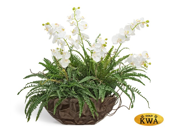 Композиция "Forest nymphs" (Фаленопсисы с папоротником) в кашпо-лодке в-80, дл-90, ш-70 см (ELE) 1/1