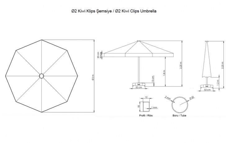 Зонт пляжный профессиональный Ø2 м