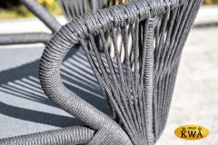 &quot;Милан&quot; стул плетеный из роупа, каркас алюминий темно-серый (RAL7024) шагрень, роуп темно-серый круглый, ткань темно-серая 019
