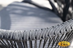 &quot;Милан&quot; стул плетеный из роупа, каркас алюминий темно-серый (RAL7024) шагрень, роуп темно-серый круглый, ткань темно-серая 019