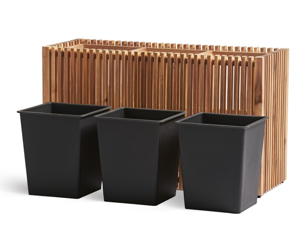 Кашпо TREEZ Effectory Rail Низкий дивайдер тёмное дерево 86x33, в-50 см