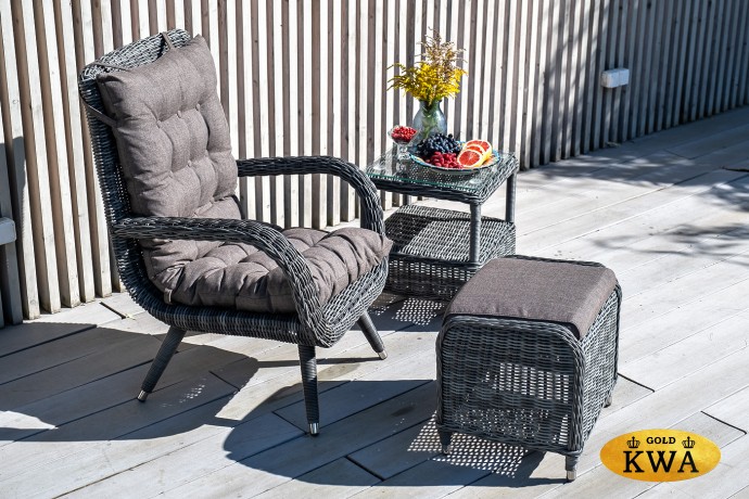 "Толедо" кресло плетеное с подушками, цвет графит