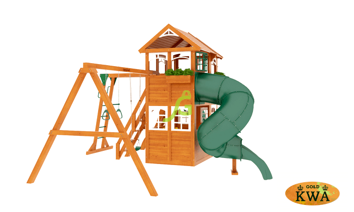 Детская площадка для дачи Клубный домик 2 с трубой и рукоходом Luxe