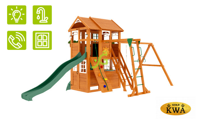 Детская площадка для дачи Клубный домик 2 с трубой и рукоходом Luxe