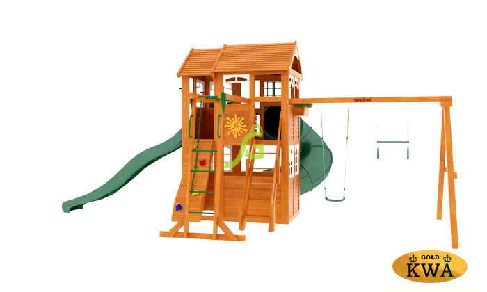 Детская площадка для дачи Клубный домик 2 с трубой и рукоходом Luxe