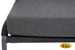 &quot;Милан&quot; диван 2-местный плетеный из роупа, каркас алюминий темно-серый (RAL7024), роуп темно-серый круглый, ткань темно-серая