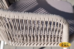 &quot;Марсель&quot; стул плетеный из роупа, каркас алюминий белый шагрень, роуп бежевый круглый, ткань бежевая 035