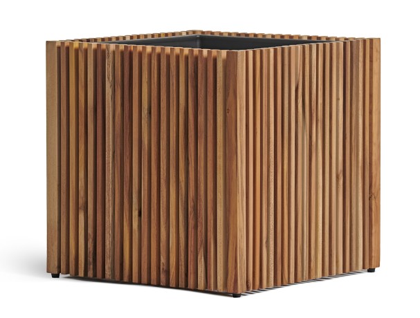 Кашпо TREEZ Effectory Rail Куб тёмное дерево 33х33, в-33 см