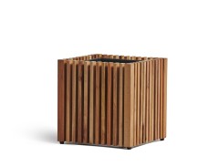 Кашпо TREEZ Effectory Rail Куб тёмное дерево 33х33, в-33 см