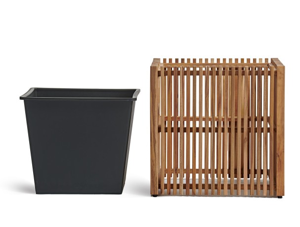 Кашпо TREEZ Effectory Rail Куб тёмное дерево 33х33, в-33 см