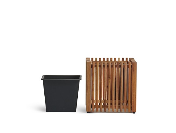 Кашпо TREEZ Effectory Rail Куб тёмное дерево 33х33, в-33 см