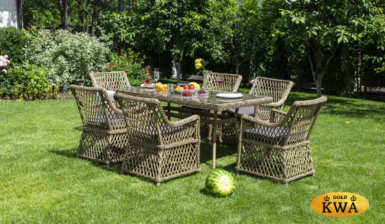 "Латте" обеденная группа плетеная, цвет соломенный