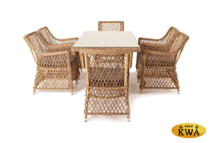 "Латте" обеденная группа плетеная, цвет соломенный