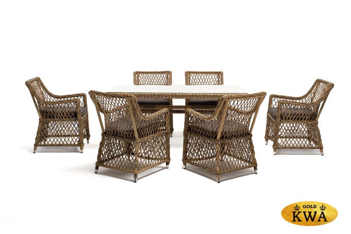 "Латте" обеденная группа плетеная, цвет соломенный