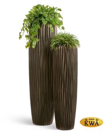 Кашпо TREEZ Effectory Metal Высокий конус Giant Design Wave Чернёная бронза д-42, в-141 см 1/1