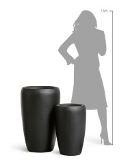 Кашпо TREEZ Effectory Black Stone Высокий округлый конус Антрацит в-51 см, д-32 см