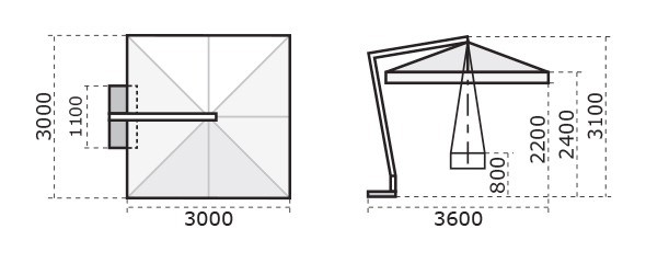 Зонт профессиональный 3х3 м