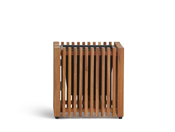 Кашпо TREEZ Effectory Rail Куб тёмное дерево 51х51, в-50 см