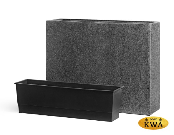 Кашпо TREEZ Effectory Stone Высокий Дивайдер Тёмно-серый камень в-75, д-92, ш-25 см 1/1