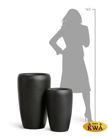 Кашпо TREEZ Effectory Black Stone Высокий округлый конус Антрацит в-68 см, д-43 см