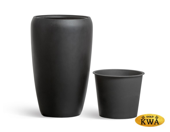 Кашпо TREEZ Effectory Black Stone Высокий округлый конус Антрацит в-68 см, д-43 см