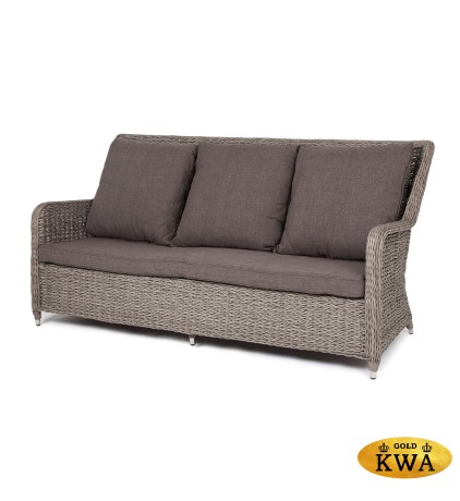 "Гляссе" диван трехместный из искусственного ротанга (гиацинт), цвет графит