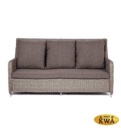 "Гляссе" диван трехместный из искусственного ротанга (гиацинт), цвет графит