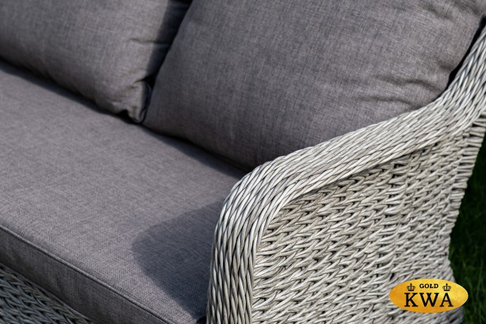 "Гляссе" диван трехместный из искусственного ротанга (гиацинт), цвет графит