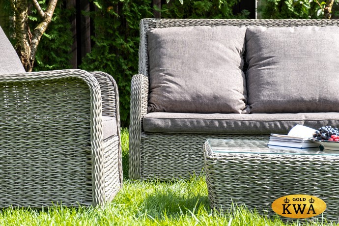 "Гляссе" диван трехместный из искусственного ротанга (гиацинт), цвет графит