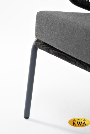 "Милан" диван 3-местный плетеный из роупа, каркас алюминий темно-серый (RAL7024), роуп темно-серый круглый, ткань темно-серая