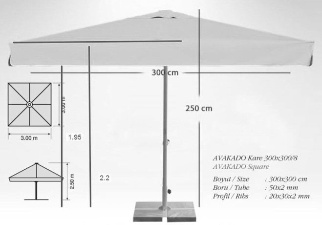 Зонт профессиональный 3х3 м