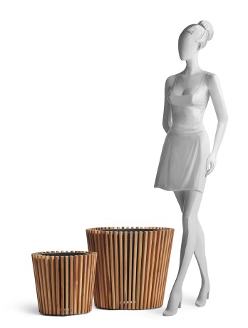 Кашпо TREEZ Effectory Rail Конус тёмное дерево в-33, д-37 см