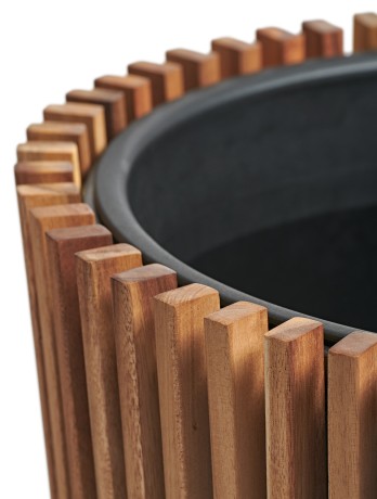 Кашпо TREEZ Effectory Rail Конус тёмное дерево в-33, д-37 см