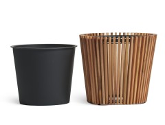 Кашпо TREEZ Effectory Rail Конус тёмное дерево в-33, д-37 см