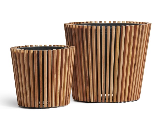 Кашпо TREEZ Effectory Rail Конус тёмное дерево в-33, д-37 см