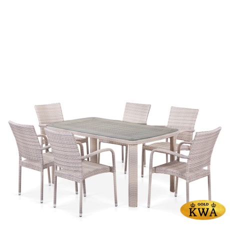 Комплект плетеной мебели T51A/Y376-W85-150x85 6Pcs Latte