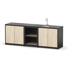 Уличная кухня Lounge C-106S, 2.4 м, дуб сонома/черный мрамор