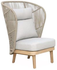 Лаунж-кресло плетеное с высокой спинкой