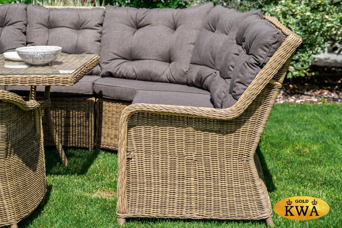 "Базелла" обеденная группа из искусственного ротанга, цвет соломенный