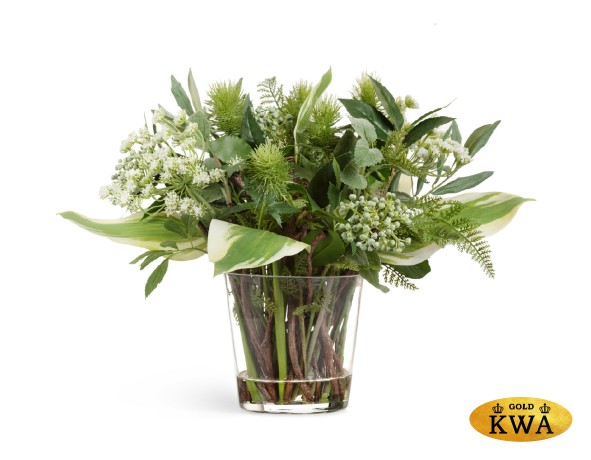 Композиция "Green Lifestyle" в- 34, д-35 см в стеклянной вазе с водой 1/1
