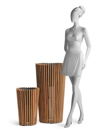 Кашпо TREEZ Effectory Rail Высокий конус тёмное дерево д-31, в-48 см