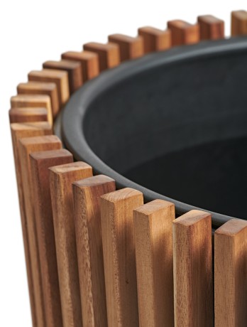 Кашпо TREEZ Effectory Rail Высокий конус тёмное дерево д-31, в-48 см